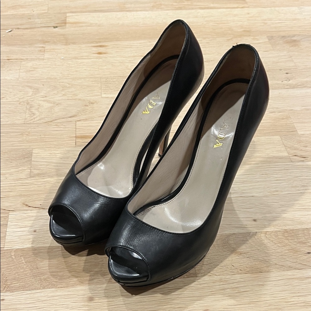 Prada Black Open Toe Heels